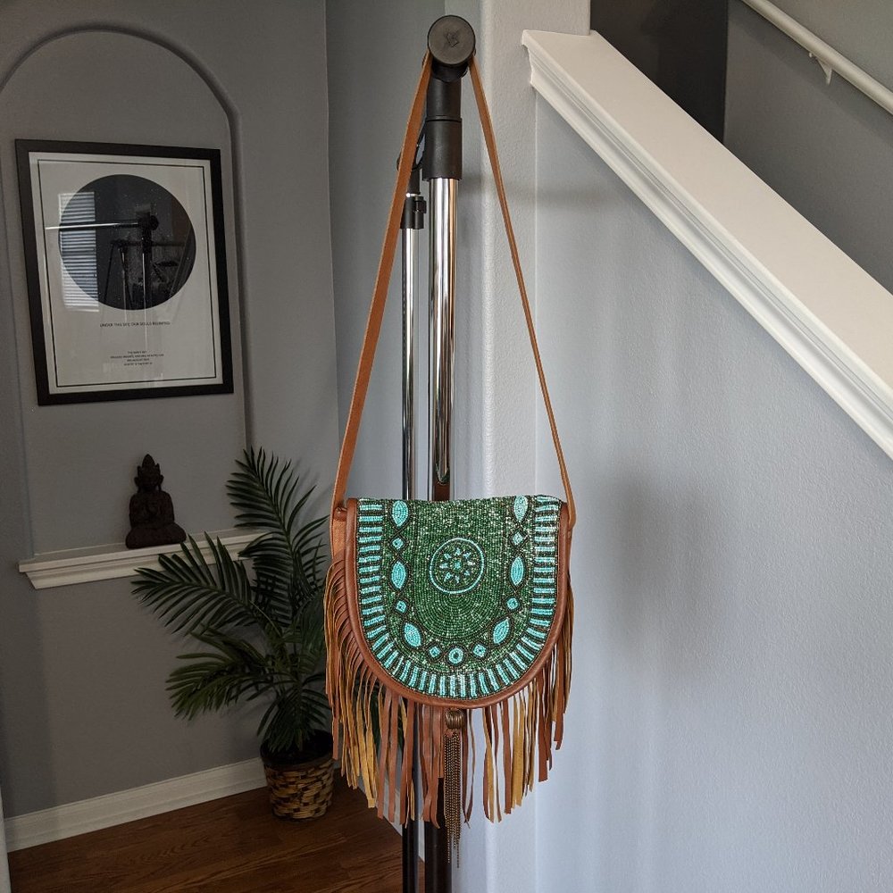 Beaded Fringe Earthbound Trading Co Crossbody Bag